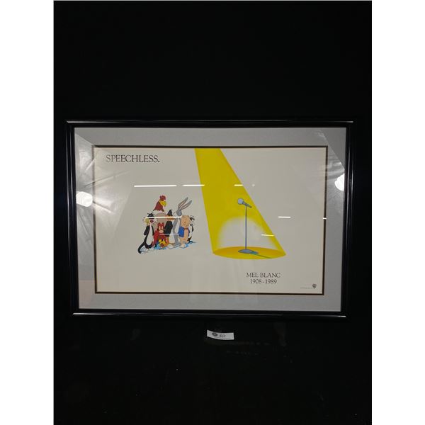 Mel Blanc Memorial Framed Print. Approx. 22"H x 31"W