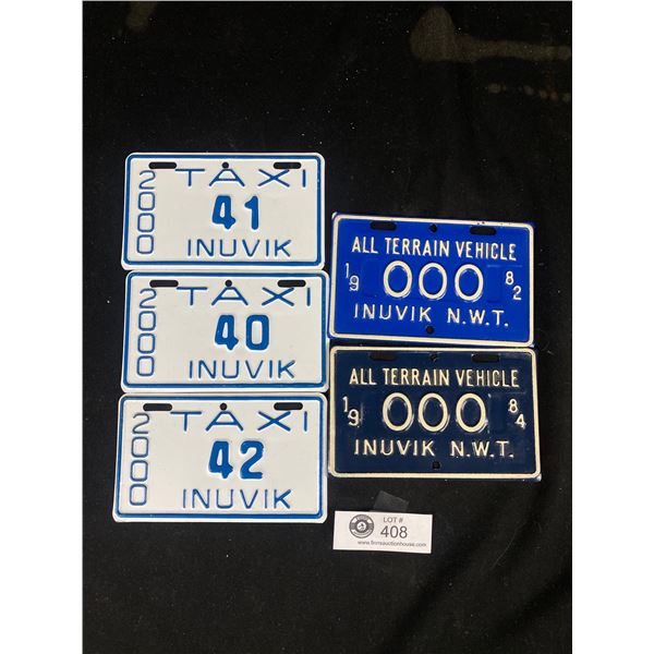 Assortment Of 5 New Old Stock Inuvik License Plates