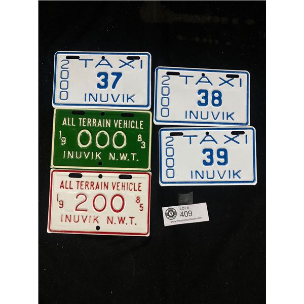 Assortment Of 5 New Old Stock Inuvik License Plates