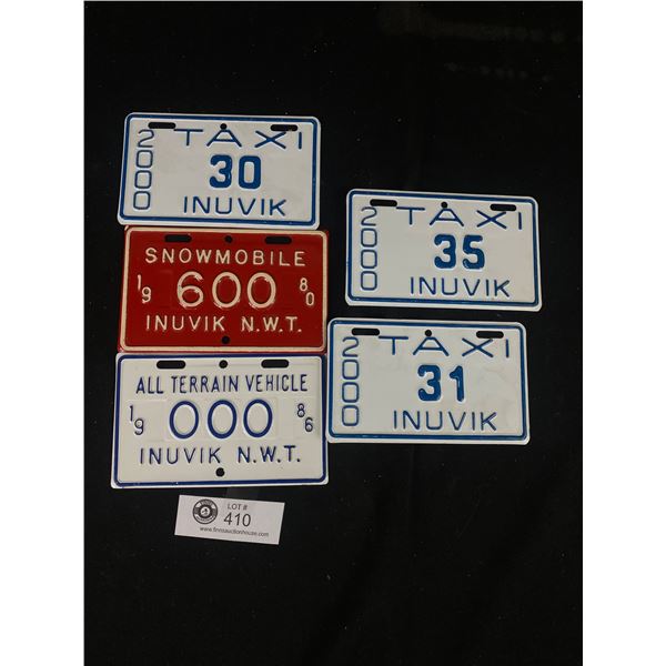 Assortment Of 5 New Old Stock Inuvik License Plates