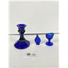 Image 1 : 3 Pcs Of Vintage Cobalt Blue Glass