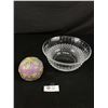 Image 1 : 9" Diameter Crystal Bowl w/ Purple Lidded Dish