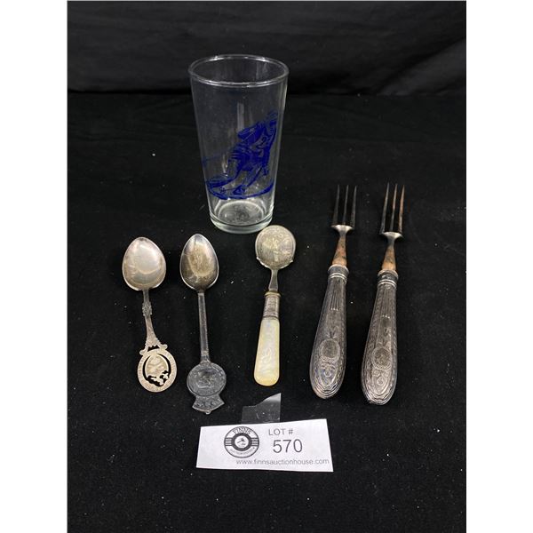 Collectible Lot, Ski Cup + Spoons and Forks Some Sterling Silver