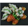 Image 1 : 18k Yellow Gold Enamel Diamond & Emerald Pin