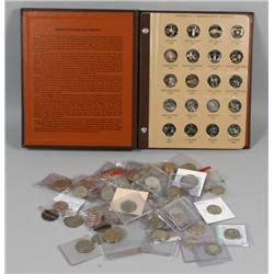 One (1) complete album of state commemorative quarters plus assorted other coins
