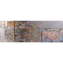 Group of four (4) poster boards having miscellaneous world paper money