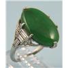 Image 1 : Platinum, diamond and jade Art Deco ring