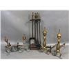 Image 1 : (2) Pairs Early 20th C. Brass Andirons w/ Tools