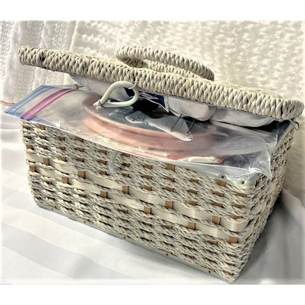 Vintage Sewing Basket and Contents