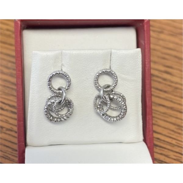 Sterling Silver Diamond Cute Little Circle Earrings