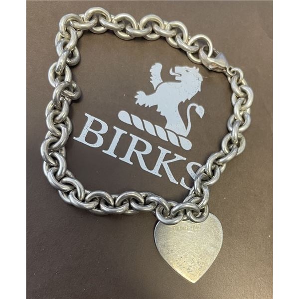 Birks Sterling Silver Heart Charm Bracelet