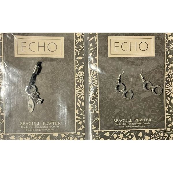 Seagull Pewter Necklace and Earrings