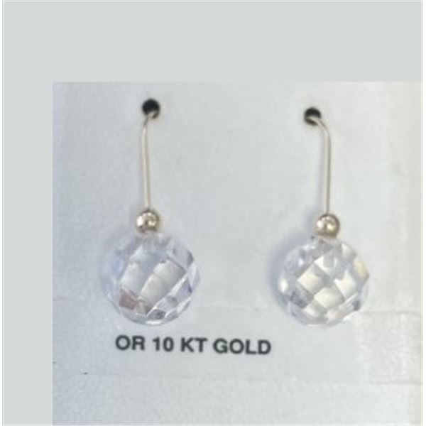 10K Gold Crystal Drop Earrings
