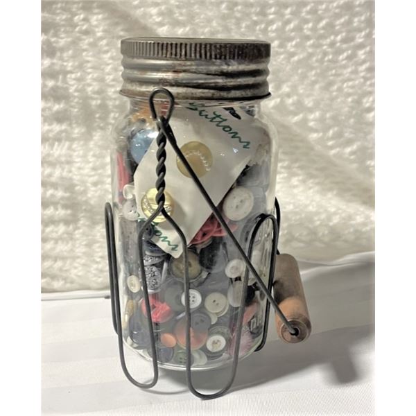 Old Mason Jar Full of Vintage Buttons
