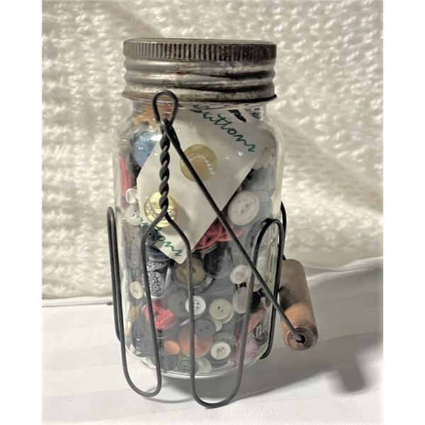 Old Mason Jar Full of Vintage Buttons