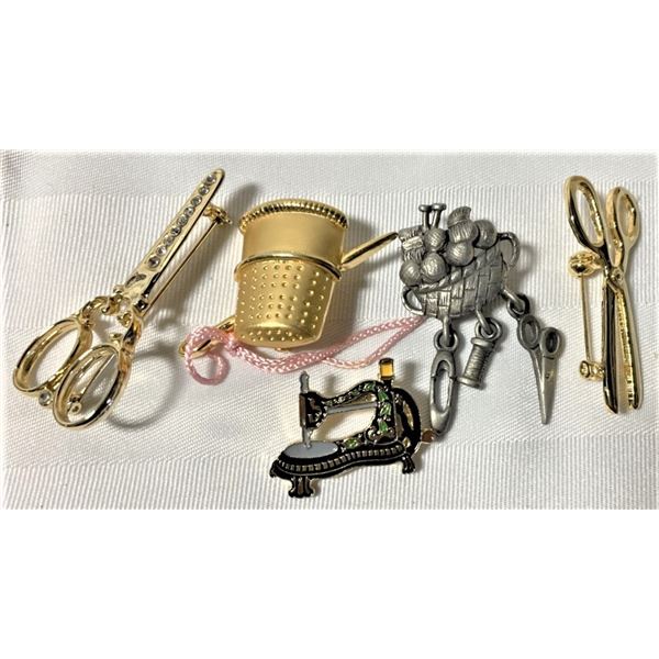 Vintage Sewing Themed Jewelry Lot