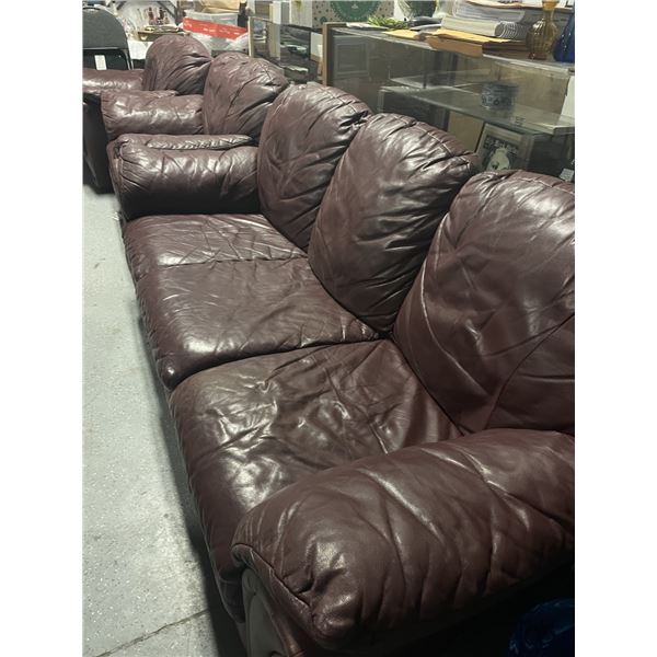 Leather Couch and Chairs - Burgundy
