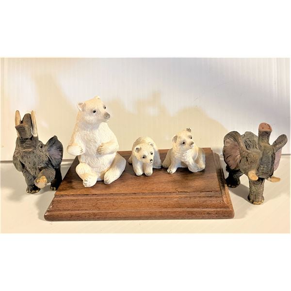Elephant and Polar Bear figurines