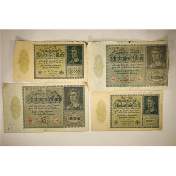 4-1922 GERMAN 10,000 MARK NOTES