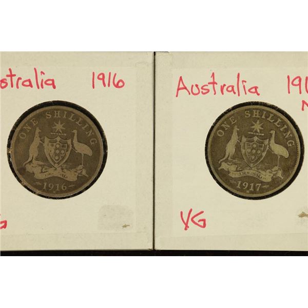 1916 & 1917-M AUSTRALIA SILVER 1 FLORIN .1929