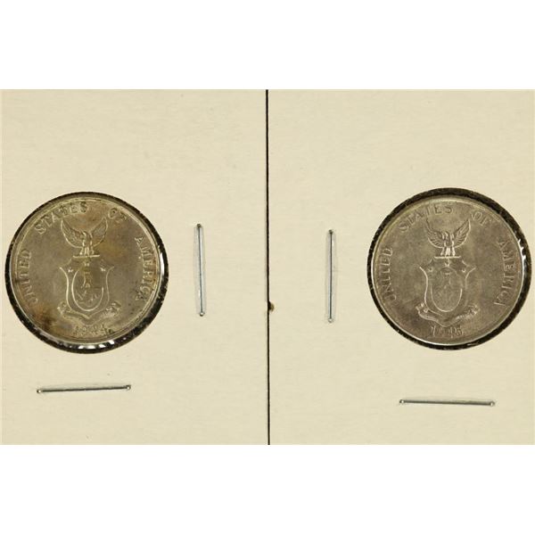 1944-D & 1945-D US/PHILIPPINES SILVER 20 CENTAVOS