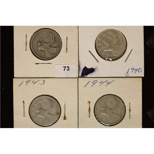 1939, 1940 (XF),1943 AND 1944 CANADA SILVER