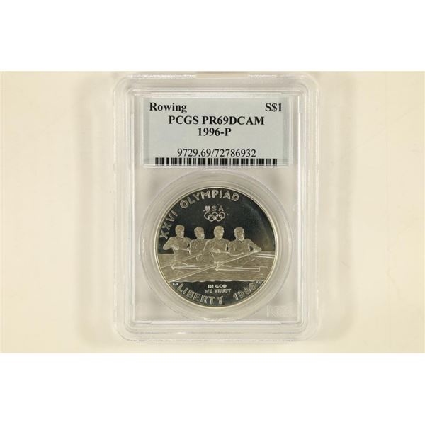 1996-P US SILVER $1 OLYMPIC ROWING PCGS PR69 DCAM