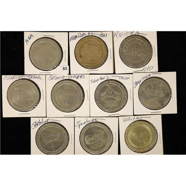 10 ALL DIFFERENT METAL $1 GAMING TOKENS