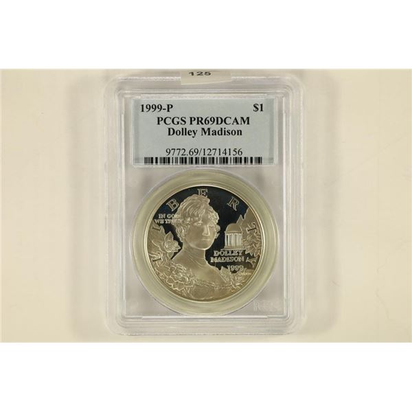 1999-P US SILVER $1 DOLLEY MADISON PCGS PR69 DCAM