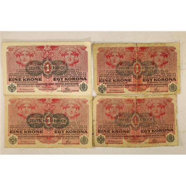 4-1916 AUSTRIA 1 KRONE BILLS