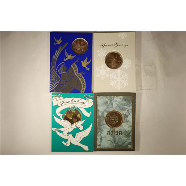 4 FRANKLIN MINT HOLIDAY CARDS WITH 1 1/2"