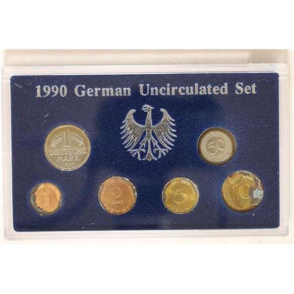 1990 GERMAN 6 COIN UNC SET IN HARD PLASTIC CASE