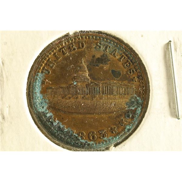 1863 CIVIL WAR TOKEN ''ARMY & NAVY  WITH VIRDIGRIS