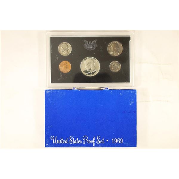 1969 US PROOF SET WITH BOX, 40% SILVER JFK HALF