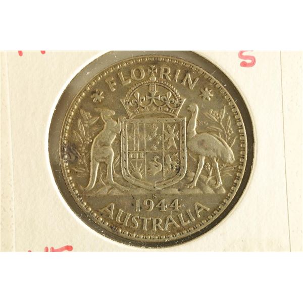 1944-S AUSTRALIA SILVER 1 FLORIN .3342 OZ. ASW