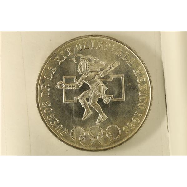 1968 MEXICO SILVER 25 PESOS  OLYMPICS  .5208 OZASW