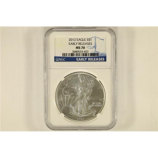 2012 AMERICAN SILVER EAGLE NGC MS70 EARLY RELEASES