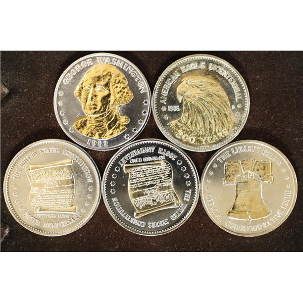 5 PARTIALLY GOLD PLATED DOUBLE EAGLES: WASHINGTON,