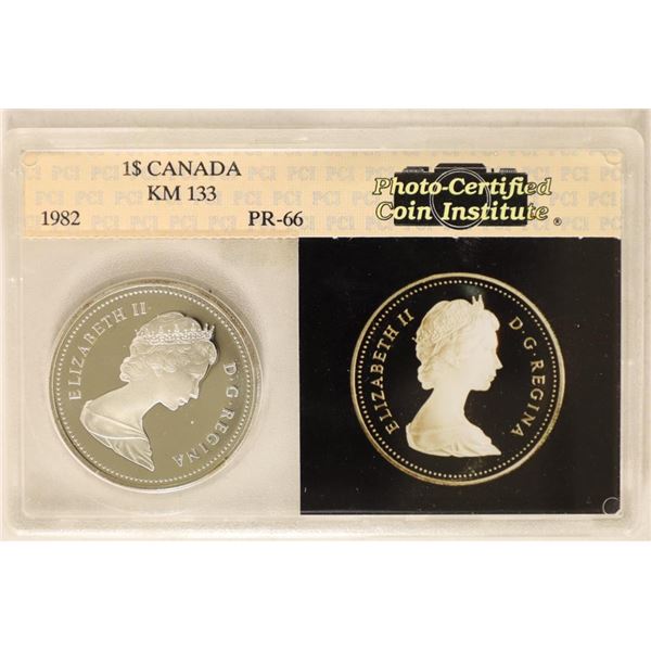 1982 CANADA SILVER PROOF $1. KM-133 PR66 IN HARD