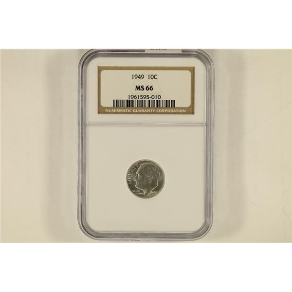 1949 SILVER ROOSEVELT DIME NGC MS66