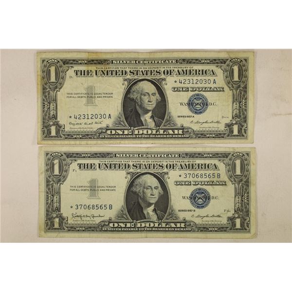 1957-A & 1957-B US $1 SILVER CERTS., STAR NOTES