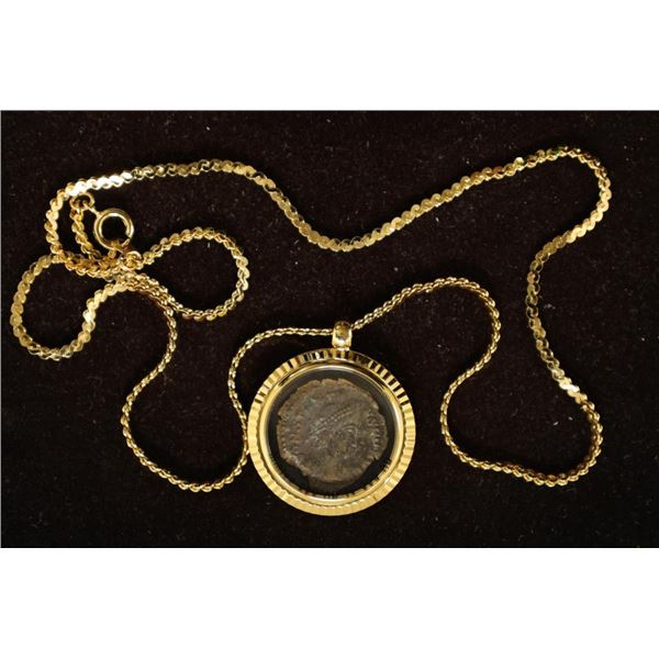 AD 250-390 ANCIENT COIN IN GOLD FILLED NECKLACE