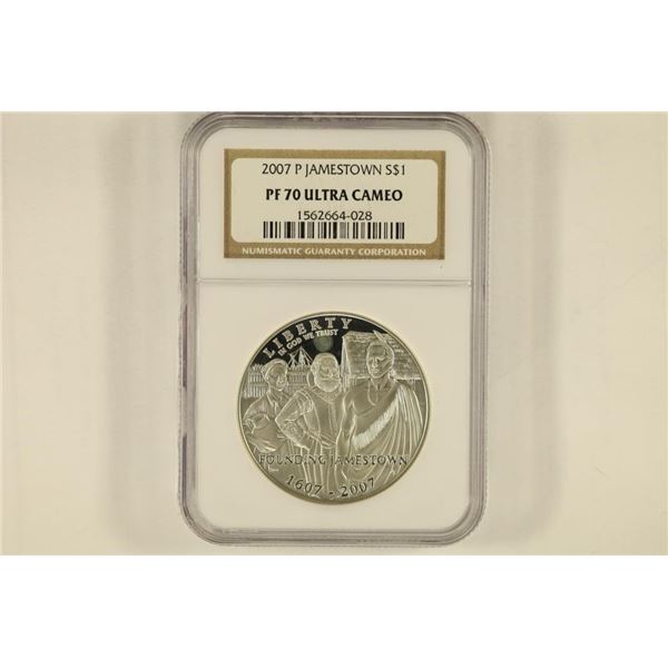 2007-P US SILVER DOLLAR JAMESTOWN NGC PF70 ULTRA