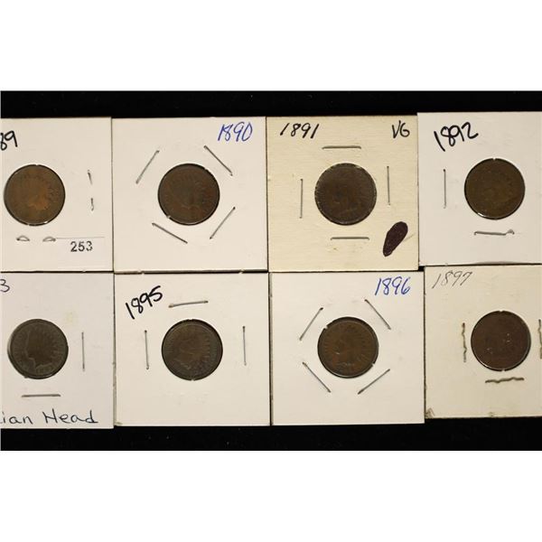 8 ALL DIFFERENT INDIAN HEAD CENTS 1889,