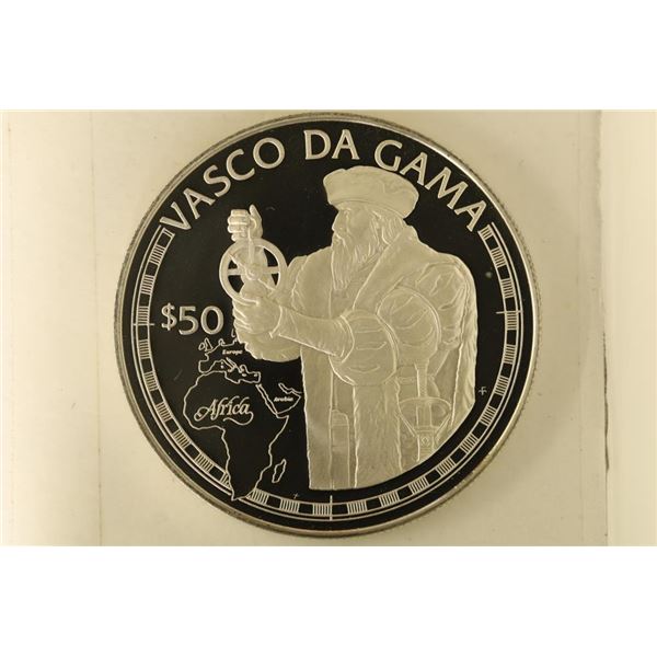 1988 COOK ISLAND SILVER $50 PF  VASCO DA GAMA 