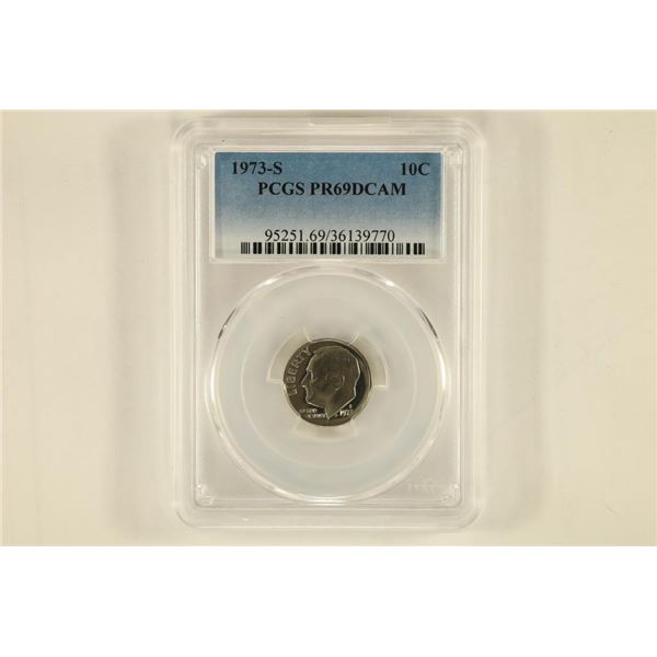 1973-S ROOSEVELT DIME PCGS PR69 DCAM