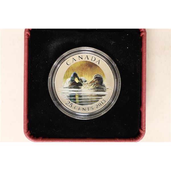 2013 CANADA 25 CENT COLORED "MALLARD" COIN.