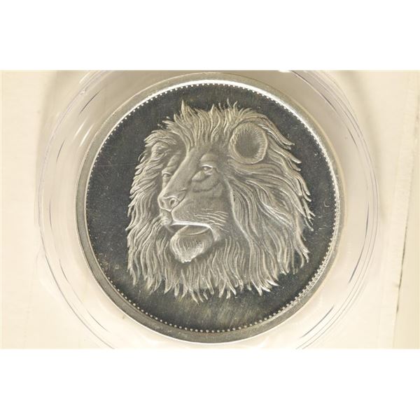 1 TROY OZ .999 SILVER PROOF ROUND  LION 