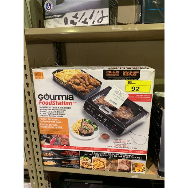 GOURMIA FOOD STATION SMOKELESS GRILL AND AIR FRYER