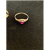 Image 2 : 14K CHAIN (24") AND 10K LADIES RING SET WITH RED STONE